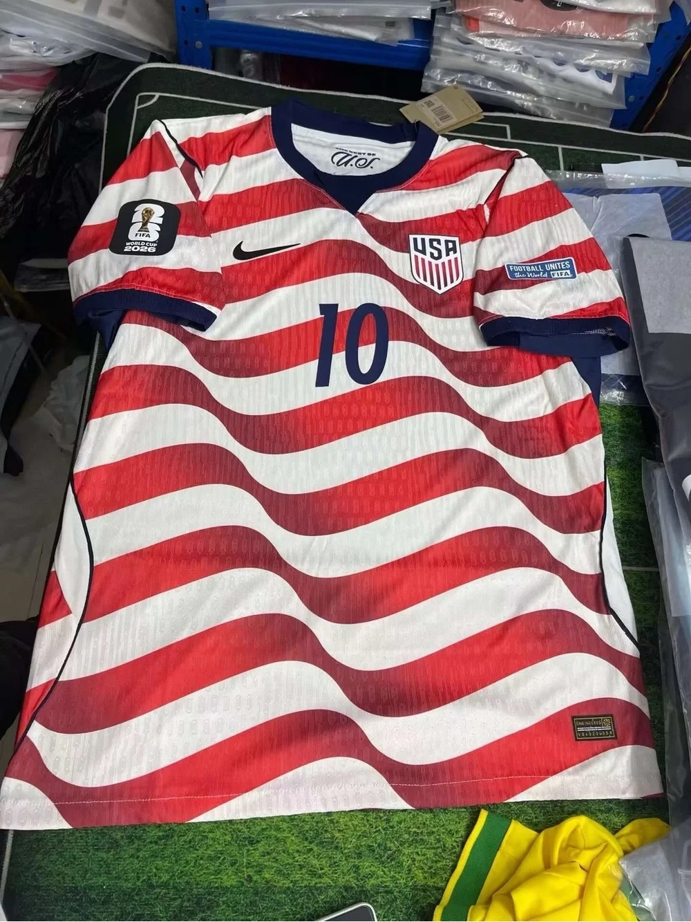 Nike Red and White USA Wave Soccer Jersey #10